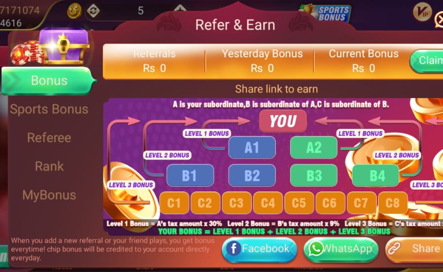 Teen Patti Gold Android Interface
